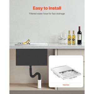 Frigorifero Commerciale da Incasso in Acciaio Inox 18 x 12 x 15 Pollici, Contenitore per Ghiaccio da 28,6 Quarti con Coperchio Scorrevole per Uso Esterno ed Eventi all'Aperto - Product Image 5
