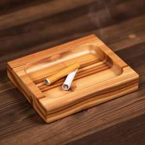 Cendrier rond en bois pour cigarettes |   Cendrier à finition lisse pour usage intérieur - Product Image 5
