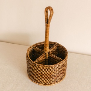 Round flatware <b>holders</b> natural wood <b>utensil</b> <b>holder</b> rattan silverware caddies cutlery baskets - Product Image 1