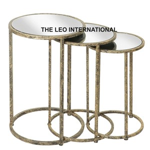 Set of 2 Coffee <b>Table</b> Living Room Home Hotel Hot Selling Furniture Accessories Golden and White Color <b>Nesting</b> <b>Tables</b> - Product Image 2