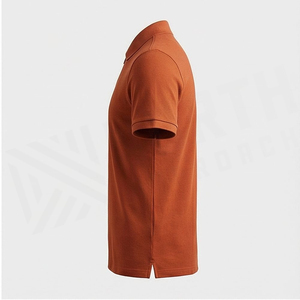 Men's Rust Short Sleeve <b>Polo</b> <b>Shirt</b> Knitted Regular Fit Solid Color Casual <b>Zip</b> Front Collar - Product Image 2