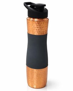 Bouteille d'eau isotherme en cuivre avec poignée noire, design moderne, pour la randonnée en extérieur, maintien au chaud pendant 12-24 heures - Product Image 1