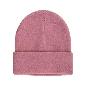 Gorro de Punto Acanalado Rosa, Unisex, para Adultos, Cálido para Invierno, Color Sólido, Estilo Casual, 56-58CM de Circunferencia de Cabeza - Product Image 2