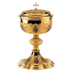 Ensemble Calice et Ciboire en Métal avec Finition Polie Premium pour la Liturgie Sacrée et les Cérémonies Religieuses - Product Image 1