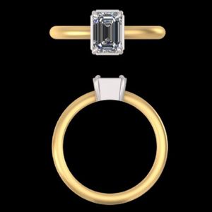 Anillo de diamante con corte esmeralda, oro amarillo de 14k/18k, anillo de bodas, diamante solitario de 1 quilate cultivado en laboratorio, anillo para mujer, conjunto de joyería nupcial - Product Image 2