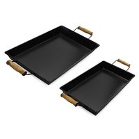 Plateau de service moderne et élégant en métal noir, idéal pour cuisines contemporaines, taille et forme personnalisables