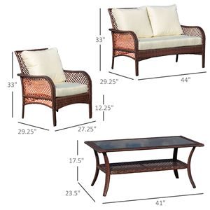 Set Divano da Esterno in Rattan PE a 4 Pezzi, Mobili da Conversazione Resistenti all'Acqua con Tavolo e 4 Sedie per Cortile - Product Image 3