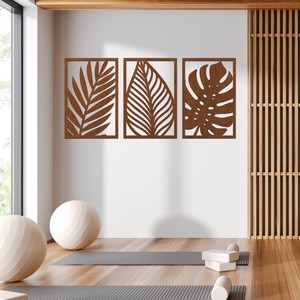 Conjunto de Arte Mural de Hojas de Madera Hechas a Mano |   Panel de Madera Natural con Incrustaciones |   Venta al por mayor - Product Image 3