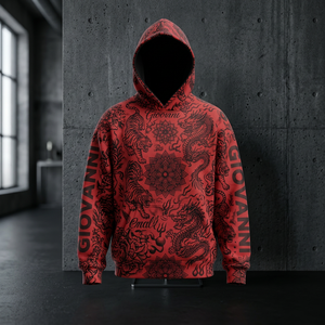 <b>Red</b> Cartoon Crop <b>Hoodie</b> Unisex Regular Sleeve Loose Fit Casual Fleece Eco-Friendly Spring Style Printed Design - Product Image 4