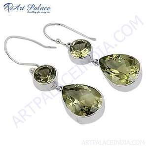 Charming Lemon Quartz Silver <b>Fashion</b> <b>Hoop</b> <b>Earrings</b> Elegant Silver <b>Fashion</b> Accessory - Product Image 1