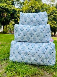 100% pure cotton quilted block print <b>makeup</b> bag vintage zipper travel toiletry pouch floral cosmetic organizer for women gifts - Product Image 3