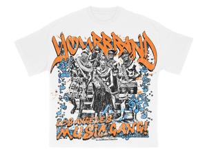 Ensemble rétro américain pour homme : T-shirt oversize respirant à imprimé patchwork et short en jean vieilli orné de strass - Product Image 2