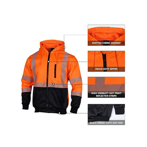 เสื้อกันน้ำแบบ unisex พร้อมไฟ LED สำหรับงานก่อสร้าง งานถนน มีซิป อุ่นในฤดูหนาว สะท้อนแสงเพื่อความปลอดภัย - Product Image 4