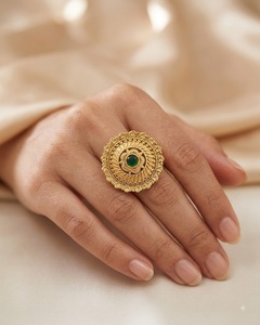 Wholesale Delicate Indian Traditional Round Gold Plated <b>Ring</b> <b>Adjustable</b> Ethnic Flower Design Finger <b>Rings</b> for Women Bulk Jewelry - Product Image 2