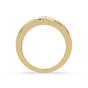 Modern 14K Gold Tension Solitaire <b>Ring</b> Round Brilliant Lab Grown Diamond Semi Bezel <b>Thick</b> Dome Band Unisex Engagement Wholesale - Product Image 4