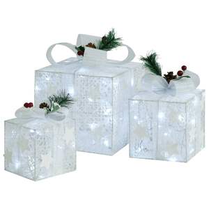 Coffret cadeau de Noël avec 3 guirlandes lumineuses de Noël en tissu blanc, petites, moyennes et grandes - Product Image 2