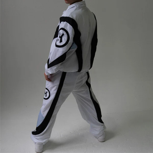 Spring <b>Knitted</b> 100% Cotton Hip Hop Streetwear Sporty Breathable Customizable Men's Hooded Leopard Pattern Oversized <b>Set</b> - Product Image 3