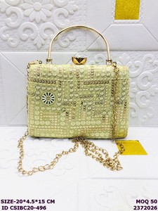 Craftstages International Luxury Handmade Embroidered Evening <b>Clutch</b> Bags for Women | Designer Metal Handle Party <b>Wedding</b> - Product Image 3