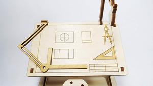 Mesa de Dibujo de Madera Ecológica con Taburete y Lámpara, Kit de Bricolaje (Estilo Imitación Antigua) - Product Image 4