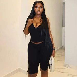 Women's Clothing Spring Summer Strapless Backless tank Top Capri 2 Piece Set for Ladies - Product Image 5