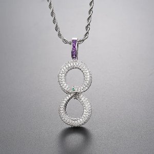 Collier pendentif plaqué or en forme de 8 avec zircon incrusté, chaîne corde style hip-hop, idéal pour mariage ou cadeau - Product Image 2