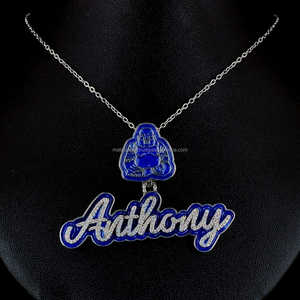 Personalizar Hiphop Moissanite colgante letra azul esmalte 925 plata esterlina VVS completo helado personalizado Moissanite colgante - Product Image 5