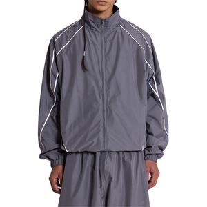 Conjunto Cortavientos para Hombre, Chaqueta Ligera con Capucha y Cremallera con Pantalones Anchos a Juego, Atuendo Deportivo para Correr al Aire Libre - Product Image 2
