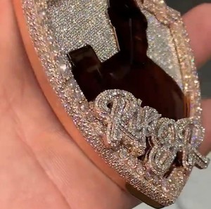 Hip Hop Style Iced Out Vvs Custom Moissanite Photo <b>Charm</b> Pendant 925 Sterling <b>Silver</b> Gold Plated Dazzling - Product Image 3