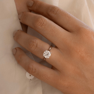 EtherStar Jewels - Anillo de Compromiso con Diamante Cultivado en Laboratorio de 2 Quilates, Corte Brillante, Engaste de Puntas, Oro Blanco de 18K, Aniversario de Bodas - Product Image 3