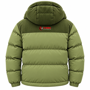 <b>Fly</b> Humble <b>Men's</b> Green Hooded Puffer <b>Jacket</b> Collar Windproof Winter Casual Coat with Patch Logo Zipper Closure wholesale - Product Image 3