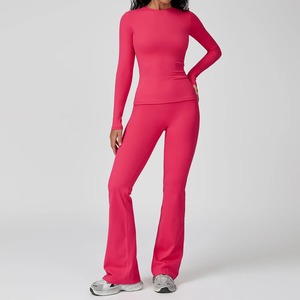 Women Plus Size Yoga Sports Set 2 in 1 Hooded Full Sleeve Solid Color Breathable Lightweight Gym Fitness Tracksuit Sporty Style - Product Image 4