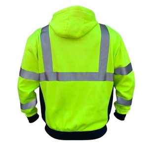 Sweat-shirt haute visibilité pour hommes, vente en gros, meilleure qualité, réfléchissant, vert sécurité, avec logo personnalisé - Product Image 3