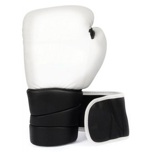 Gants de boxe unisexes en cuir blanc, à lacets, avec sangle de poignet réglable, gants d'entraînement à doigts entiers avec logo personnalisable pour adultes - Product Image 2