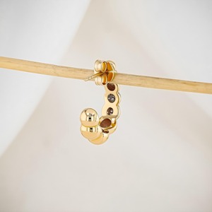 Pendientes de Aro de Oro Amarillo de 18k con Diamantes, Diseño de Racimo de Cuentas, Diamantes Redondos Brillantes, Joyería Fina Texturizada y Elegante, Regalo - Product Image 4