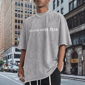 เสื้อยืดโอเวอร์ไซส์ลายกราฟิกวินเทจสำหรับผู้ชาย ผ้าคอตตอนทรงหลวมสไตล์สตรีทแวร์ลำลองแนวอเมริกัน - Product Image 4