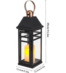 New Arrival Modern Design Eco-Friendly Christmas Candle <b>Lanterns</b> <b>Black</b> Iron Frame Clear Glass Panes Bronze Handles Garden - Product Image 6