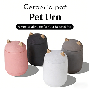 Urna per Ceneri di Gatto in Ceramica Artigianale, Urna Funeraria a Forma di Gatto, Urna Commemorativa per Animali Domestici per Uso Interno ed Esterno per Cani e Gatti - Product Image 1