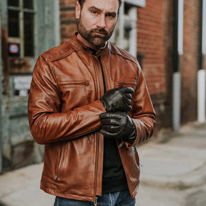 Chaquetas para Hombre, Chaqueta de Cuero Genuino Negro, Estilo Motociclista, Capa Superior de Piel de Vaca, Abrigo Delgado de Moda para Caza, Alta Calidad - Product Image 1