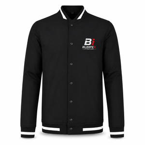 Veste universitaire noire pour homme, veste à boutons pression personnalisée, veste bomber en polyester, veste de baseball, veste avec logo personnalisé brodé - Product Image 1