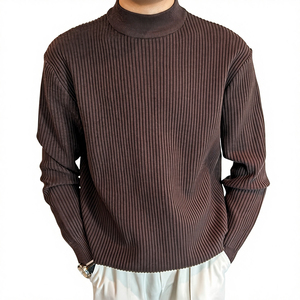 Suéter de Punto para Hombre, Cuello Redondo, Corte Ajustado, Manga Larga, Color Sólido, Diseño Simple, para Invierno - Product Image 5