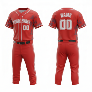 Uniforme de Béisbol Personalizado de Malla Transpirable de Poliéster, Pantalón y Camiseta de Alta Calidad, Sublimado, de Secado Rápido, Cuello en V, Unisex - Product Image 5