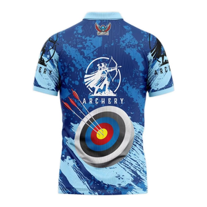 Polo de tir à l'arc pour homme de haute qualité, manches courtes, imprimé par sublimation, respirant, coupe classique, design décontracté avec motif cible - Product Image 3