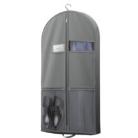 Sac de voyage pliable et réutilisable en non-tissé avec logo personnalisé, fenêtre transparente de 43 pouces, poches en maille pour chaussures, pour costumes, robes et vêtements