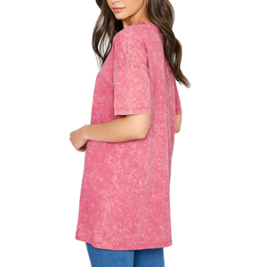 Camiseta Casual de Verano para Mujer, Lavado Ácido, 220GSM, Algodón Grueso, Estilo Urbano, Fabricante OEM de Marca Privada - Product Image 3