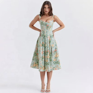 Robe longue décontractée d'été pour femmes, imprimé floral, vente en gros sur mesure en usine - Product Image 5