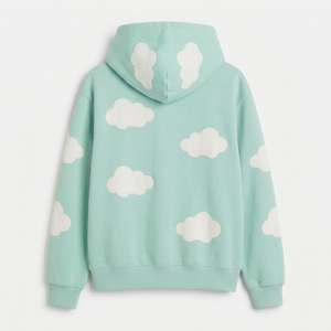 เสื้อฮู้ดแฟชั่นพิมพ์ลายเมฆทั่วตัว - Product Image 3