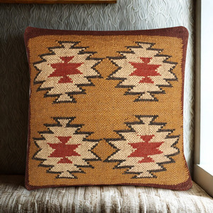 Best Selling Custom Size Abstract Pattern Cushion Seat Pad Hand-Woven Wool Jute <b>Pillow</b> All Chair Types New Style Back Support - Product Image 2