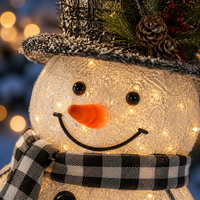 Bonhomme de neige lumineux en fer pour Noël, décor extérieur, LED blanc chaud, écharpe à carreaux Buffalo, pour pelouse, porche, jardin, vente directe usine