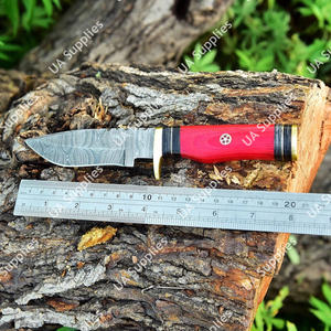 มีดสกินเนอร์เหล็กดามัสกัสงานฝีมือ ด้ามไม้ปักก้าเคลือบ สำหรับพกพา ตั้งแคมป์ ล่าสัตว์ ใช้ในยุทธวิธี คุณภาพพรีเมียม ราคาขายส่ง - Product Image 4