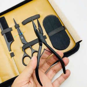 Kit de Herramientas para Extensiones de Cabello ZETOMED PRO, Alicates de Presión con Cuentas Negras Mate de Acero Inoxidable Ecológico, Tijeras de Bucle, Grado Quirúrgico - Product Image 2